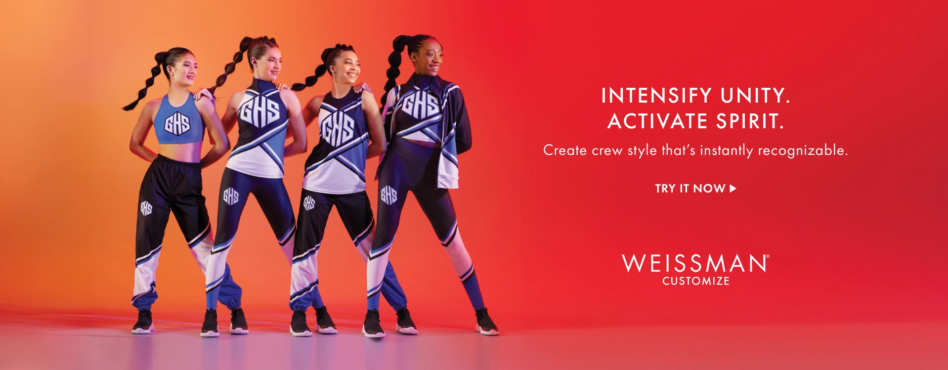 Intensify unity. Activate spirit. Create crew style that's instantly recognizable. Try it now. Weissman Customize.