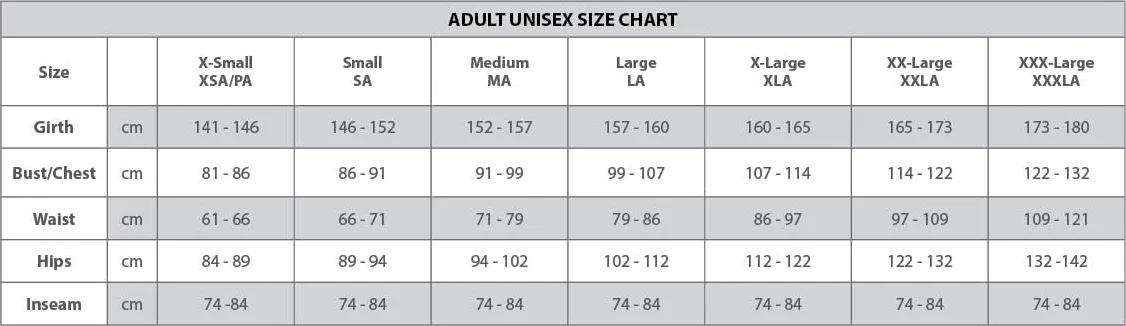 Clothing Size Charts